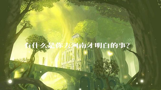 有什么是你去河南才明白的事？