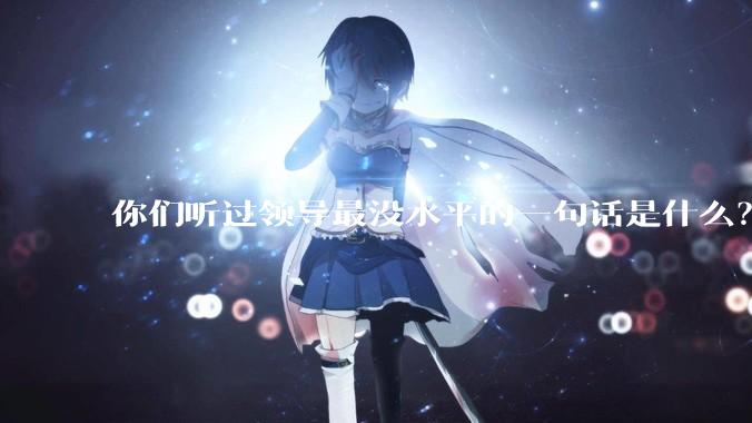 你们听过领导最没水平的一句话是什么？